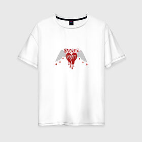 Женская футболка хлопок Oversize с принтом Broken Heart в Екатеринбурге, 100% хлопок | свободный крой, круглый ворот, спущенный рукав, длина до линии бедер
 | 
