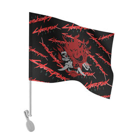 Флаг для автомобиля с принтом Cyberpunk2077 red samurai в Екатеринбурге, 100% полиэстер | Размер: 30*21 см | 2077 | cyber punk 2077 | cyberpunk | cyberpunk2077art | red | samurai | киберпанк | красный 2077