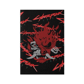 Обложка для паспорта матовая кожа с принтом Cyberpunk2077 red samurai в Екатеринбурге, натуральная матовая кожа | размер 19,3 х 13,7 см; прозрачные пластиковые крепления | 2077 | cyber punk 2077 | cyberpunk | cyberpunk2077art | red | samurai | киберпанк | красный 2077