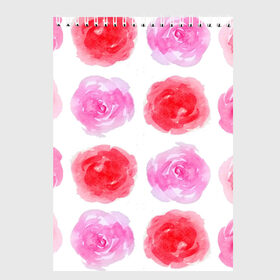 Скетчбук с принтом Розы в Екатеринбурге, 100% бумага
 | 48 листов, плотность листов — 100 г/м2, плотность картонной обложки — 250 г/м2. Листы скреплены сверху удобной пружинной спиралью | весна | красный | паттерн | розовый | розы | цветы