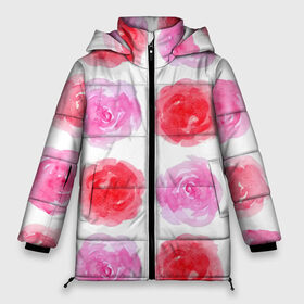 Женская зимняя куртка 3D с принтом Розы в Екатеринбурге, верх — 100% полиэстер; подкладка — 100% полиэстер; утеплитель — 100% полиэстер | длина ниже бедра, силуэт Оверсайз. Есть воротник-стойка, отстегивающийся капюшон и ветрозащитная планка. 

Боковые карманы с листочкой на кнопках и внутренний карман на молнии | весна | красный | паттерн | розовый | розы | цветы