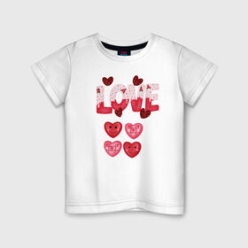 Детская футболка хлопок с принтом Любовь в Екатеринбурге, 100% хлопок | круглый вырез горловины, полуприлегающий силуэт, длина до линии бедер | клубника | надписи | сердечки