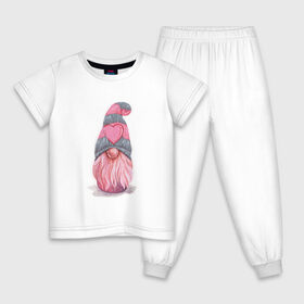 Детская пижама хлопок с принтом Гномик в Екатеринбурге, 100% хлопок |  брюки и футболка прямого кроя, без карманов, на брюках мягкая резинка на поясе и по низу штанин
 | гном | любовь | сердечко
