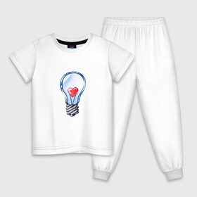 Детская пижама хлопок с принтом Ты-мой свет в Екатеринбурге, 100% хлопок |  брюки и футболка прямого кроя, без карманов, на брюках мягкая резинка на поясе и по низу штанин
 | лампа | любовь | сердечко