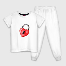 Детская пижама хлопок с принтом Замочек в Екатеринбурге, 100% хлопок |  брюки и футболка прямого кроя, без карманов, на брюках мягкая резинка на поясе и по низу штанин
 | замок | любовь | сердечко