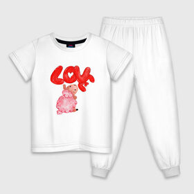 Детская пижама хлопок с принтом Барашек в Екатеринбурге, 100% хлопок |  брюки и футболка прямого кроя, без карманов, на брюках мягкая резинка на поясе и по низу штанин
 | Тематика изображения на принте: баран | любовь | сердечко