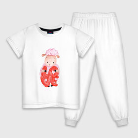 Детская пижама хлопок с принтом Барашка в Екатеринбурге, 100% хлопок |  брюки и футболка прямого кроя, без карманов, на брюках мягкая резинка на поясе и по низу штанин
 | баран | любовь | сердечко
