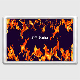 Магнит 45*70 с принтом OG Buda в Екатеринбурге, Пластик | Размер: 78*52 мм; Размер печати: 70*45 | dark | fire | music | og buda | og buda lettering | og buda print | rap | rapper | rep lettering | rep print | музыка | надпись og buda | надпись рэп | огонь | принт og buda | принт рэп | рэп | рэпер | темный
