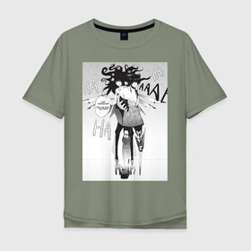 Мужская футболка хлопок Oversize с принтом МАНГА в Екатеринбурге, 100% хлопок | свободный крой, круглый ворот, “спинка” длиннее передней части | anime manga | аниме | манга | меха | оригинальный | ранобе | ужасы | черно белый