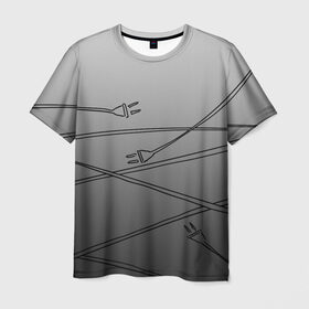 Мужская футболка 3D с принтом Провода в Екатеринбурге, 100% полиэфир | прямой крой, круглый вырез горловины, длина до линии бедер | вилка | кабель | провод | розетка | удлинитель | электричество