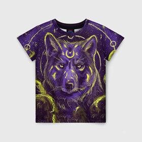 Детская футболка 3D с принтом Волшебный Волк в Екатеринбурге, 100% гипоаллергенный полиэфир | прямой крой, круглый вырез горловины, длина до линии бедер, чуть спущенное плечо, ткань немного тянется | animals | wolf | волк | волки | животные | звери | зверь | магия | одиночество | одиночка | пёс | собака