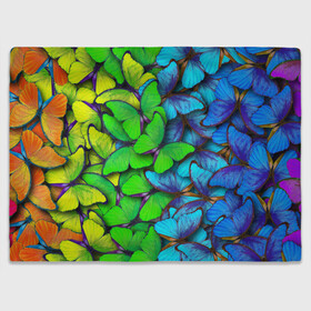 Плед 3D с принтом Радужные бабочки в Екатеринбурге, 100% полиэстер | закругленные углы, все края обработаны. Ткань не мнется и не растягивается | Тематика изображения на принте: абстракция | бабочки | градиент | неон | природа | радуга | узор | фон | яркий узор