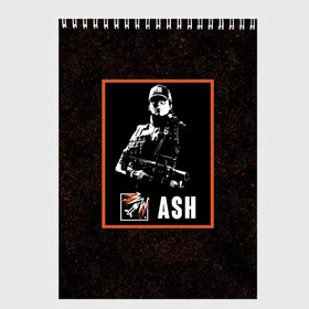 Скетчбук с принтом Ash в Екатеринбурге, 100% бумага
 | 48 листов, плотность листов — 100 г/м2, плотность картонной обложки — 250 г/м2. Листы скреплены сверху удобной пружинной спиралью | ash | r6s | rainbow six siege | оперативник | персонаж | эш