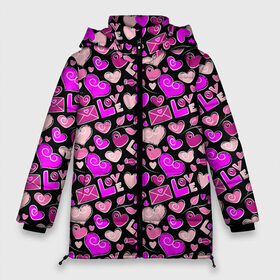 Женская зимняя куртка 3D с принтом LOVE в Екатеринбурге, верх — 100% полиэстер; подкладка — 100% полиэстер; утеплитель — 100% полиэстер | длина ниже бедра, силуэт Оверсайз. Есть воротник-стойка, отстегивающийся капюшон и ветрозащитная планка. 

Боковые карманы с листочкой на кнопках и внутренний карман на молнии | love | амур | афродита | валентинка | влюбленность | вторая половинка | купидон | любовь | нежность | отношения | подарок любви | поцелуй | праздник любви | романтика | свидание | семья | сердечки