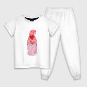 Детская пижама хлопок с принтом Гномик в Екатеринбурге, 100% хлопок |  брюки и футболка прямого кроя, без карманов, на брюках мягкая резинка на поясе и по низу штанин
 | гномье | сердечки