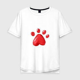 Мужская футболка хлопок Oversize с принтом Кошачья лапка в Екатеринбурге, 100% хлопок | свободный крой, круглый ворот, “спинка” длиннее передней части | котьи лапки | котэ