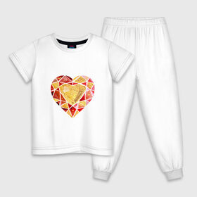 Детская пижама хлопок с принтом Сердечко в Екатеринбурге, 100% хлопок |  брюки и футболка прямого кроя, без карманов, на брюках мягкая резинка на поясе и по низу штанин
 | люблю | парные