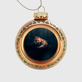 Стеклянный ёлочный шар с принтом Мудрый лис в Екатеринбурге, Стекло | Диаметр: 80 мм | fox | foxy | животное | звери | лиса | лисенок | лисичка | милая | рыжая | фокс