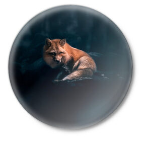 Значок с принтом Мудрый лис в Екатеринбурге,  металл | круглая форма, металлическая застежка в виде булавки | fox | foxy | животное | звери | лиса | лисенок | лисичка | милая | рыжая | фокс