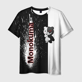 Мужская футболка 3D с принтом Monokuma в Екатеринбурге, 100% полиэфир | прямой крой, круглый вырез горловины, длина до линии бедер | monokuma | игра | медведь | монокума | плюшевый | робот