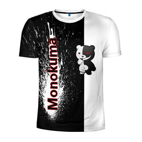 Мужская футболка 3D спортивная с принтом Monokuma в Екатеринбурге, 100% полиэстер с улучшенными характеристиками | приталенный силуэт, круглая горловина, широкие плечи, сужается к линии бедра | monokuma | игра | медведь | монокума | плюшевый | робот