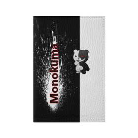 Обложка для паспорта матовая кожа с принтом Monokuma в Екатеринбурге, натуральная матовая кожа | размер 19,3 х 13,7 см; прозрачные пластиковые крепления | monokuma | игра | медведь | монокума | плюшевый | робот