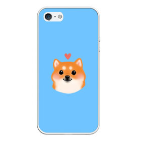 Чехол для iPhone 5/5S матовый с принтом Сиба ину в Екатеринбурге, Силикон | Область печати: задняя сторона чехла, без боковых панелей | милый щенок | пес с сердчечком | песик | сиба ину | собака