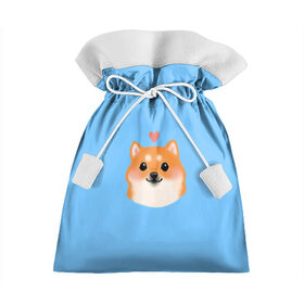Подарочный 3D мешок с принтом Сиба ину в Екатеринбурге, 100% полиэстер | Размер: 29*39 см | милый щенок | пес с сердчечком | песик | сиба ину | собака