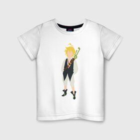 Детская футболка хлопок с принтом Мелиодас в Екатеринбурге, 100% хлопок | круглый вырез горловины, полуприлегающий силуэт, длина до линии бедер | anime | meliodas | the seven deadly sins | аниме | грех гнева | мелиодас | мультик