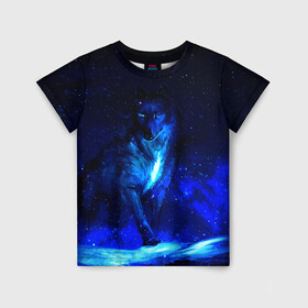 Детская футболка 3D с принтом Dark Wolf в Екатеринбурге, 100% гипоаллергенный полиэфир | прямой крой, круглый вырез горловины, длина до линии бедер, чуть спущенное плечо, ткань немного тянется | animals | wolf | волк | волки | животные | звери | зверь | одиночество | одиночка | пёс | собака