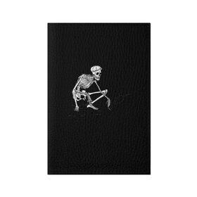 Обложка для паспорта матовая кожа с принтом Slavs Skeleton в Екатеринбурге, натуральная матовая кожа | размер 19,3 х 13,7 см; прозрачные пластиковые крепления | snap | snap collection | гопник | скелет | славян