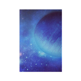 Обложка для паспорта матовая кожа с принтом Планета в Екатеринбурге, натуральная матовая кожа | размер 19,3 х 13,7 см; прозрачные пластиковые крепления | cosmos | galaxy | stars | вселенная | звезды | космос | планета | синий