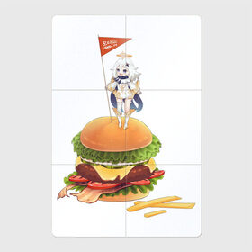 Магнитный плакат 2Х3 с принтом Завоевательница Паймон в Екатеринбурге, Полимерный материал с магнитным слоем | 6 деталей размером 9*9 см | арт | бургер | голодная паймон | жареная картошка | захват | захватчик | картошка фри | паймон | рисунок | флаг | флажок