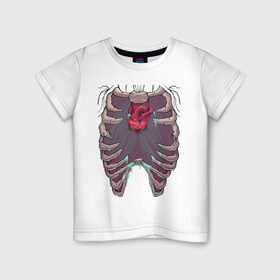 Детская футболка хлопок с принтом Тело зомби в Екатеринбурге, 100% хлопок | круглый вырез горловины, полуприлегающий силуэт, длина до линии бедер | horror | сердце | скелет | тело зомби | тело скелета | череп