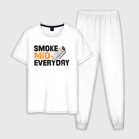 Мужская пижама хлопок с принтом Smoke Mid Everyday в Екатеринбурге, 100% хлопок | брюки и футболка прямого кроя, без карманов, на брюках мягкая резинка на поясе и по низу штанин
 | asiimov | asimov | beast | counter | counter strike | cs | easy | ez | gg | ggwp | global | go | gradient | howl | hyper | mem | meme | memes | offensive | smoke | strike | азимов | вой | градиент | зверь | контра | лого | логотип