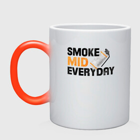 Кружка хамелеон с принтом Smoke Mid Everyday в Екатеринбурге, керамика | меняет цвет при нагревании, емкость 330 мл | asiimov | asimov | beast | counter | counter strike | cs | easy | ez | gg | ggwp | global | go | gradient | howl | hyper | mem | meme | memes | offensive | smoke | strike | азимов | вой | градиент | зверь | контра | лого | логотип
