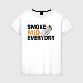 Женская футболка хлопок с принтом Smoke Mid Everyday в Екатеринбурге, 100% хлопок | прямой крой, круглый вырез горловины, длина до линии бедер, слегка спущенное плечо | Тематика изображения на принте: asiimov | asimov | beast | counter | counter strike | cs | easy | ez | gg | ggwp | global | go | gradient | howl | hyper | mem | meme | memes | offensive | smoke | strike | азимов | вой | градиент | зверь | контра | лого | логотип