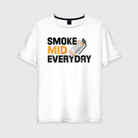 Женская футболка хлопок Oversize с принтом Smoke Mid Everyday в Екатеринбурге, 100% хлопок | свободный крой, круглый ворот, спущенный рукав, длина до линии бедер
 | asiimov | asimov | beast | counter | counter strike | cs | easy | ez | gg | ggwp | global | go | gradient | howl | hyper | mem | meme | memes | offensive | smoke | strike | азимов | вой | градиент | зверь | контра | лого | логотип