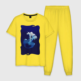 Мужская пижама хлопок с принтом Медуза в Екатеринбурге, 100% хлопок | брюки и футболка прямого кроя, без карманов, на брюках мягкая резинка на поясе и по низу штанин
 | medusa | tegunvteg | краски | медуза | море | океан