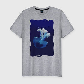 Мужская футболка хлопок Slim с принтом Медуза в Екатеринбурге, 92% хлопок, 8% лайкра | приталенный силуэт, круглый вырез ворота, длина до линии бедра, короткий рукав | medusa | tegunvteg | краски | медуза | море | океан