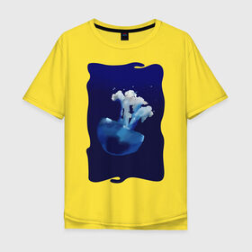 Мужская футболка хлопок Oversize с принтом Медуза в Екатеринбурге, 100% хлопок | свободный крой, круглый ворот, “спинка” длиннее передней части | medusa | tegunvteg | краски | медуза | море | океан