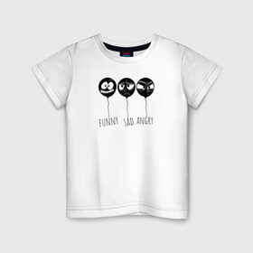 Детская футболка хлопок с принтом funny sad angry в Екатеринбурге, 100% хлопок | круглый вырез горловины, полуприлегающий силуэт, длина до линии бедер | воздушные шары | мемы | настроения лиц | эмоции