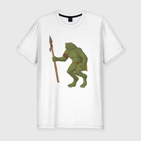 Мужская футболка хлопок Slim с принтом жаблин в Екатеринбурге, 92% хлопок, 8% лайкра | приталенный силуэт, круглый вырез ворота, длина до линии бедра, короткий рукав | carpg | fantasy | humanoid | жабы | персонаж