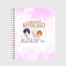Тетрадь с принтом Обещанная Страна Грёз (Z) в Екатеринбурге, 100% бумага | 48 листов, плотность листов — 60 г/м2, плотность картонной обложки — 250 г/м2. Листы скреплены сбоку удобной пружинной спиралью. Уголки страниц и обложки скругленные. Цвет линий — светло-серый
 | promised neverland | the promised neverland | yakusoku no neverland | неверленд | обещанная страна | обещанная страна грёз | обещанный неверленд | якусоку но нэба