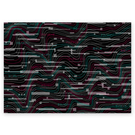 Поздравительная открытка с принтом Cyberpunk Waves в Екатеринбурге, 100% бумага | плотность бумаги 280 г/м2, матовая, на обратной стороне линовка и место для марки
 | Тематика изображения на принте: cyberpunk | glitch | волны | глитч | киберпанк | узор | футуристичный