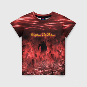 Детская футболка 3D с принтом Children of Bodom в Екатеринбурге, 100% гипоаллергенный полиэфир | прямой крой, круглый вырез горловины, длина до линии бедер, чуть спущенное плечо, ткань немного тянется | cobhc | death | metal | дым | концерт | метал | рок | толпа