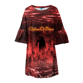 Детское платье 3D с принтом Children of Bodom в Екатеринбурге, 100% полиэстер | прямой силуэт, чуть расширенный к низу. Круглая горловина, на рукавах — воланы | cobhc | death | metal | дым | концерт | метал | рок | толпа