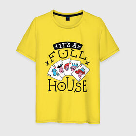 Мужская футболка хлопок с принтом Фулл Хаус покерная семья в Екатеринбурге, 100% хлопок | прямой крой, круглый вырез горловины, длина до линии бедер, слегка спущенное плечо. | flash royal | full house | poker | trump | дочь | игра слов | игрательные | иллюстрация | карта | картишки | карты | козыри | козырные | королева | король | мама | папа | покер | полный дом | прикол | рисунок | семья