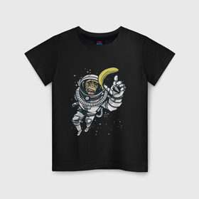 Детская футболка хлопок с принтом Шимпанзе космонавт с бананом в Екатеринбурге, 100% хлопок | круглый вырез горловины, полуприлегающий силуэт, длина до линии бедер | astronaut | banana | nasa | астронавт | банан | в космосе | в скафандре | в шлеме | горилла | за бананом | звезды | космонавт | мартышка | наса | невесомость | обезьяна | пародия | полет | прикол | примат | ракета