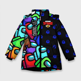 Зимняя куртка для девочек 3D с принтом Among Us + Brawl Stars в Екатеринбурге, ткань верха — 100% полиэстер; подклад — 100% полиэстер, утеплитель — 100% полиэстер. | длина ниже бедра, удлиненная спинка, воротник стойка и отстегивающийся капюшон. Есть боковые карманы с листочкой на кнопках, утяжки по низу изделия и внутренний карман на молнии. 

Предусмотрены светоотражающий принт на спинке, радужный светоотражающий элемент на пуллере молнии и на резинке для утяжки. | among us | brawl | brawl stars | crewmate | crow | game | impostor | leon | logo | red | stars | амонг ac | амонгас | бравл старс | бравлы | ворон | игра | игры | импостер | космонавт | космос | крюмейт | леон | лого | логотип
